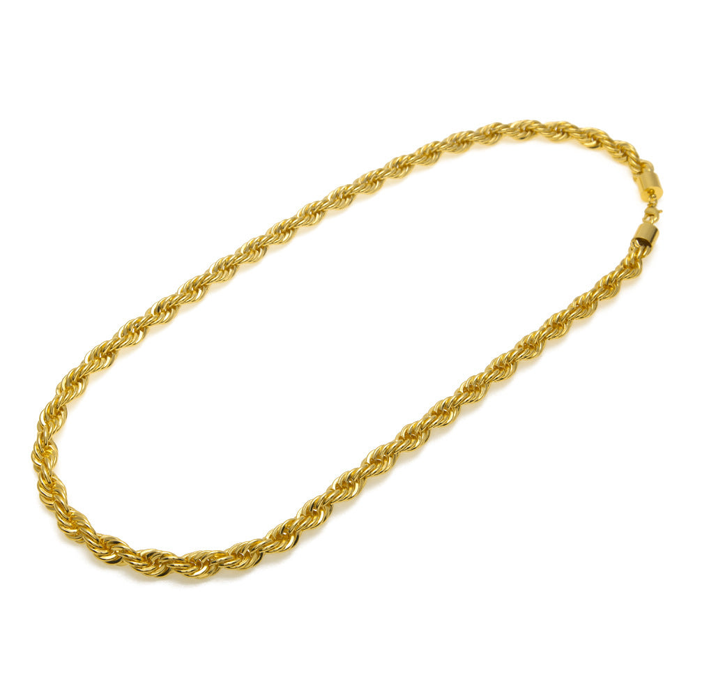 Hot Sale Men'S Hip Hop Gold-Plated Necklace 1Cm Coarse Twist Necklace Gold-Plated Twisted Rope Chain
